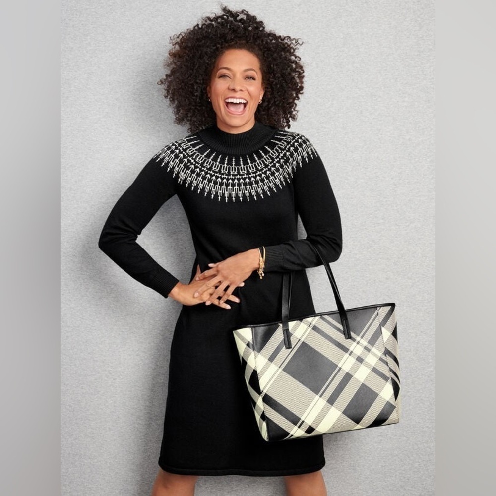 TALBOTS FAIR ISLE MOCKNECK SHIFT DRESS